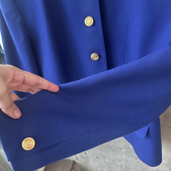 Vintage royal blue with golden metal button tweed crew neck jacket size L - Picture 7 of 11